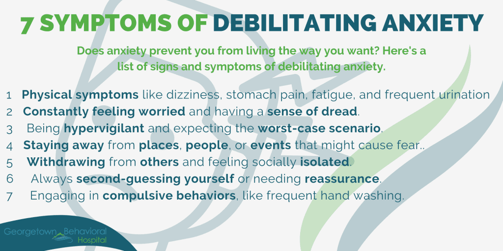 Seven Symptoms of Debilitating Anxiety Infographic